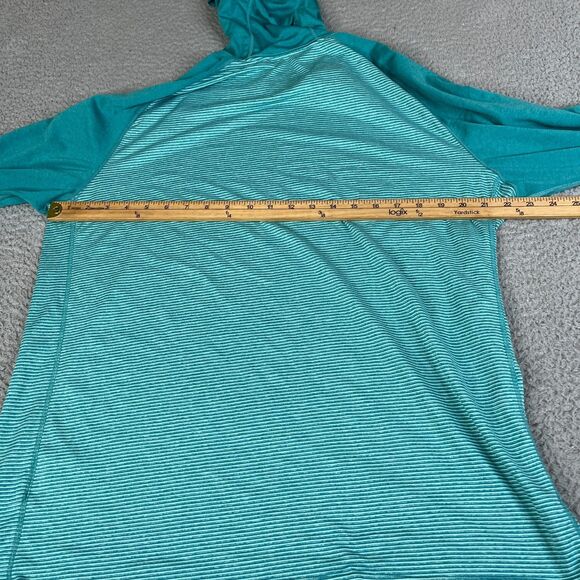 Nike Sweatshirt Women XL Teal Stripe Dri-FIT Hoodie Pullover Sweater Lightweight - Picture 7 of 9